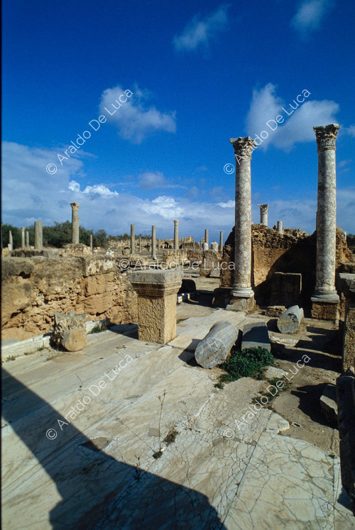 Spa-Bereich mit Cipollino-Marmorboden und korinthischen Säulen