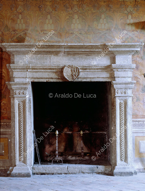 Fireplace with Farnese coat of arms