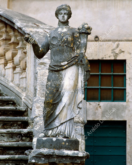Staircase. Detail with female figure