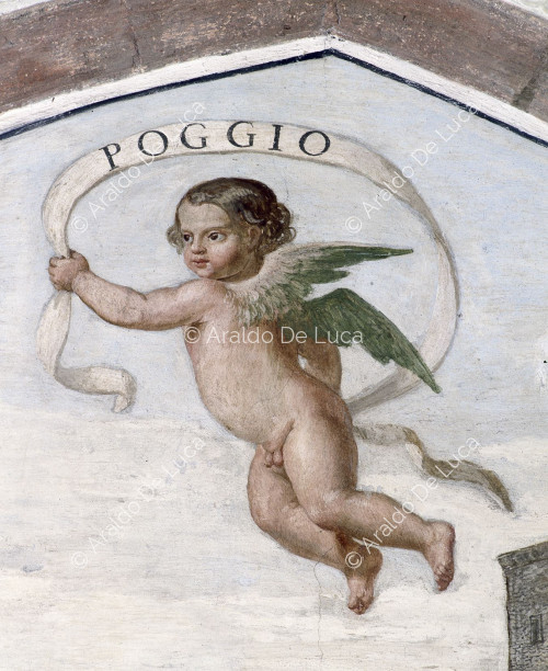 Lunette of a view of Poggio di Guardea. Detail