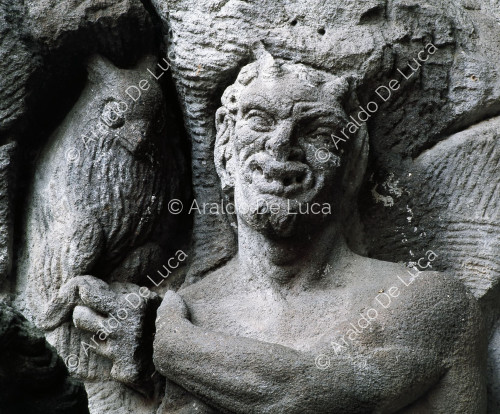 Papacqua Fountain. Detail with satyr