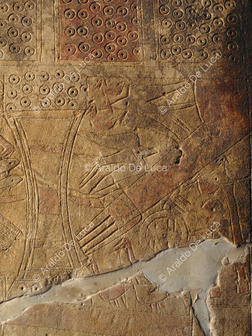 Daunian stele with truncated head. Detail