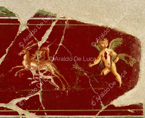 Fragment de fresque avec cupidon et animaux