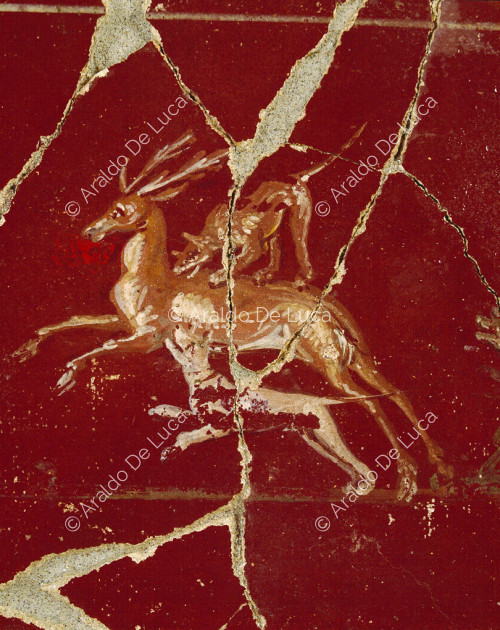 Fragment de fresque avec cupidon et animaux