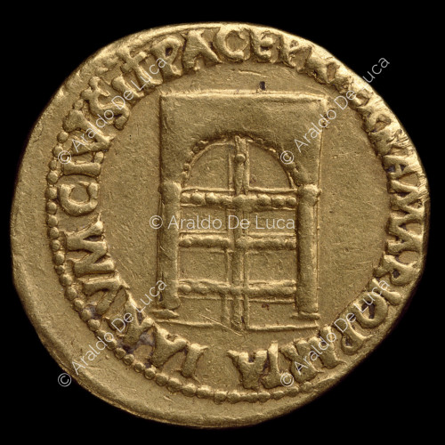 Porte del tempio di Giano chiuse, aureo imperiale di Nerone