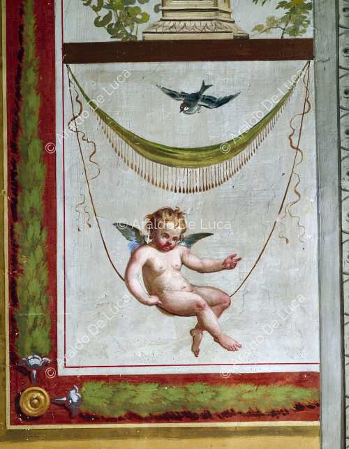 Wall decorated with Putto on Swing