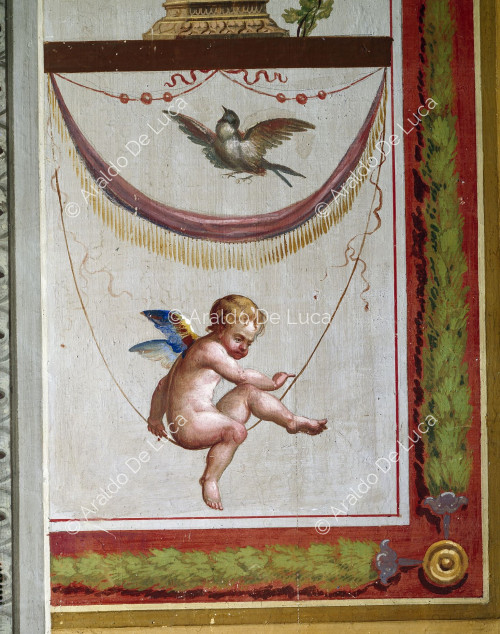 Wall decorated with Putto on Swing