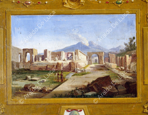 Wall decorated with a view of places in Campania. Detail