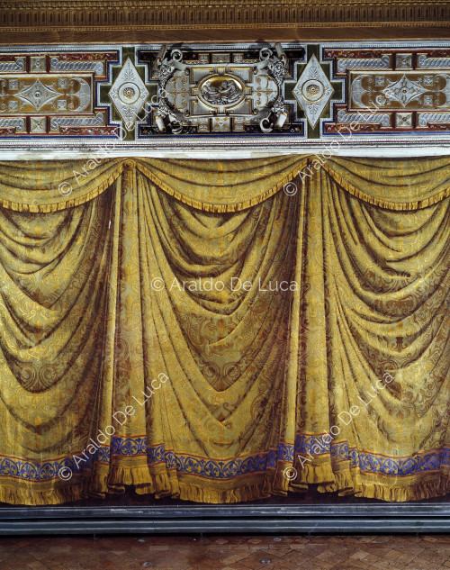 Stucco frieze and painted drapery