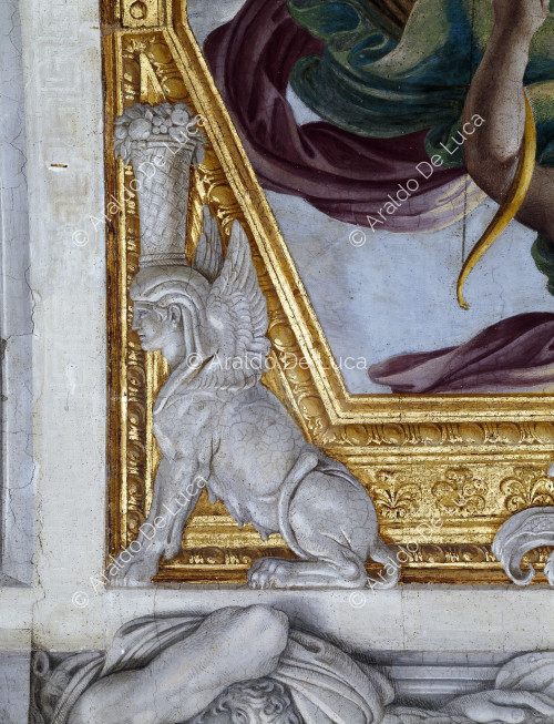 Carracci-Galerie. Gewölbefresko. Detail mit Sphinx