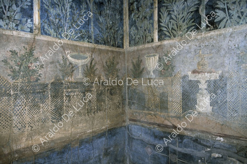 House of Floral Cubicles or Orchard. Black cubicle. Fresco