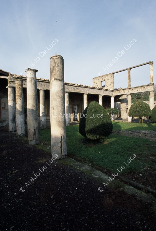 Casa del Centenario. Columnas del peristilo y jardín
