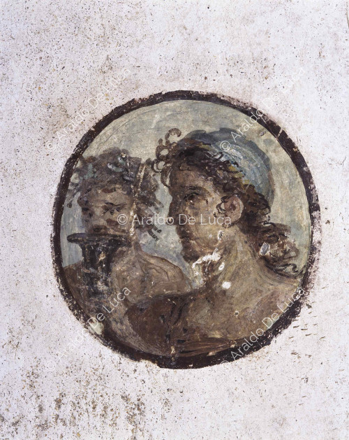 Loreius Tiburtinus u Octavius Quartius. Oecus en estilo IV. Fresco. Detalle