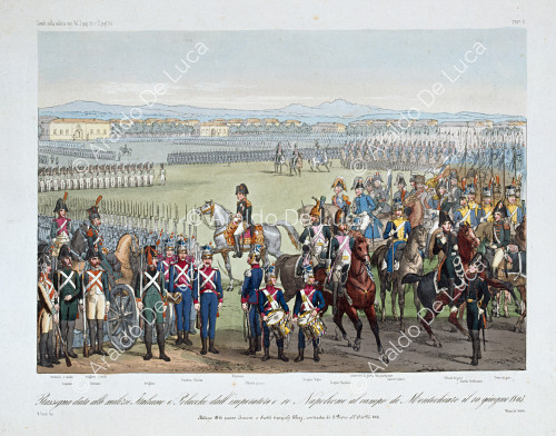 Rassegna data alle milizie Italiane e Polacche dall'imperatore e re Napoleone al campo di Montechiaro il 10 Giugno 1805