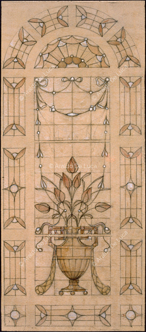 Sketch for the window of the Hall of Villino Feltrinelli