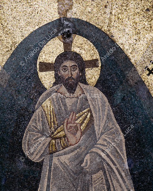 Cristo bendiciendo - Mosaico de la Transfiguración, particular