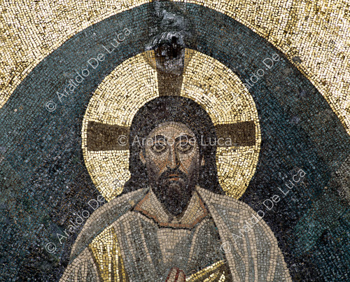 Cristo bendiciendo - Mosaico de la Transfiguración, particular
