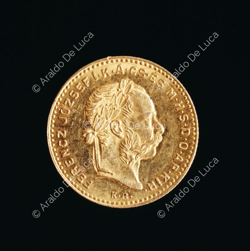 Testa laureata di Francesco Giuseppe I d'Austria, 4 fiorini  austriaci o 10  franchi d'oro di Francesco Giuseppe I d'Austria