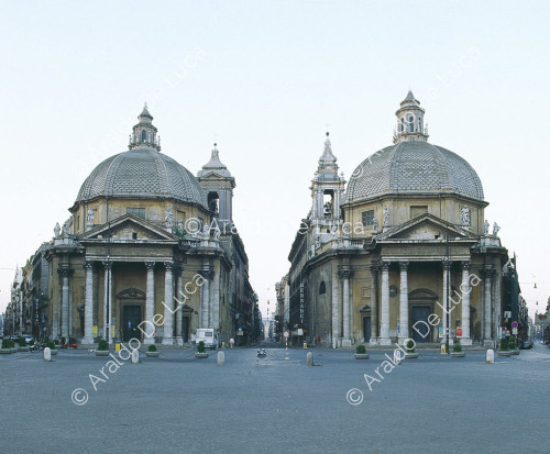 Kirchen Santa Maria in Montesanto und Santa Maria dei Miracoli. Äußeres