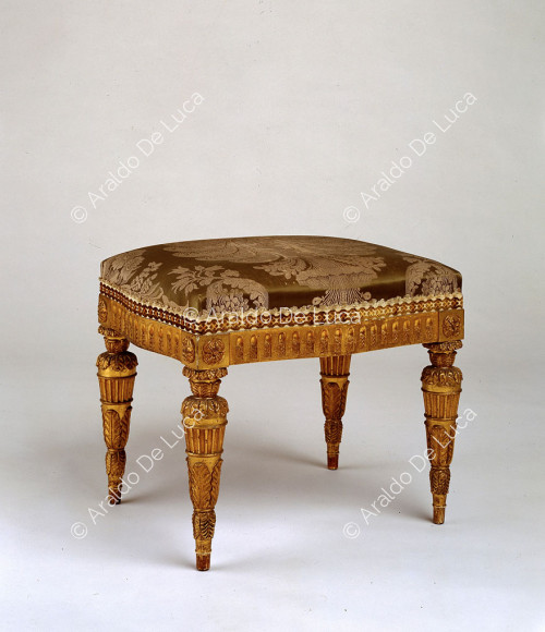 Carved, sculpted and gilded wooden stool