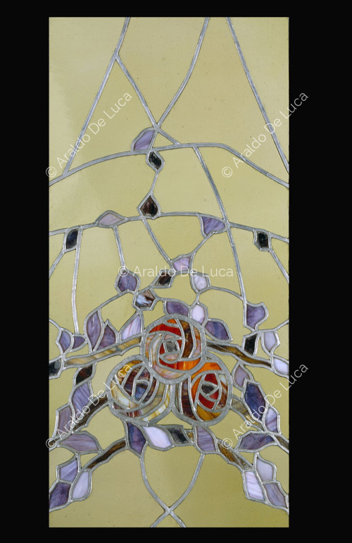 Stained glass window with flowers