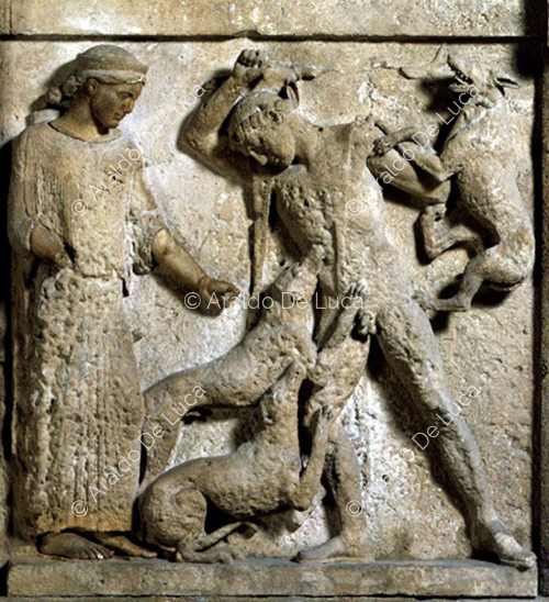 Artemide fa uccidere dai suoi cani il cacciatore Atteone