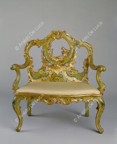 Venetian-style lacquered armchair