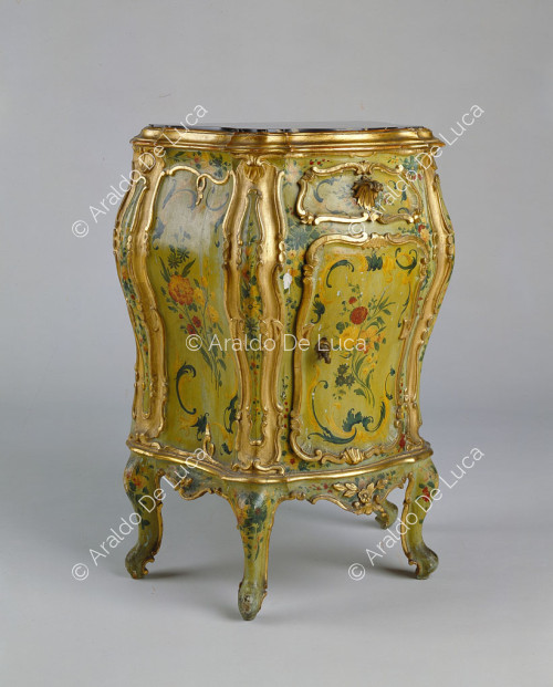 Venetian-style lacquered bedside table
