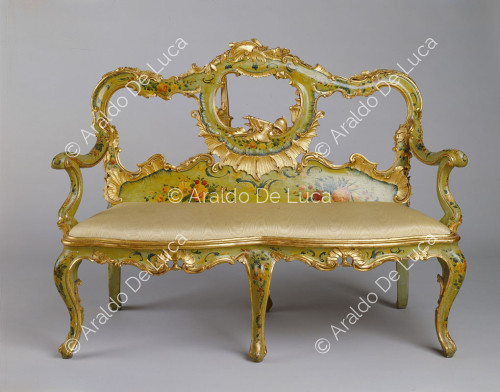 Zweisitziges Sofa, lackiert im venezianischen Stil