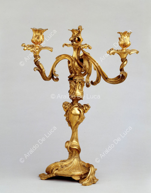 Chiselled and gilded candlestick