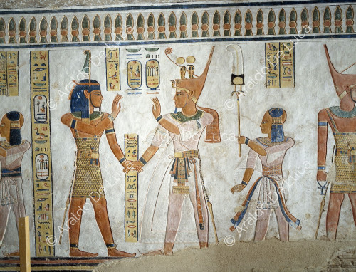 Ramesse III introduce Khaemuaset al cospetto del dio Shu