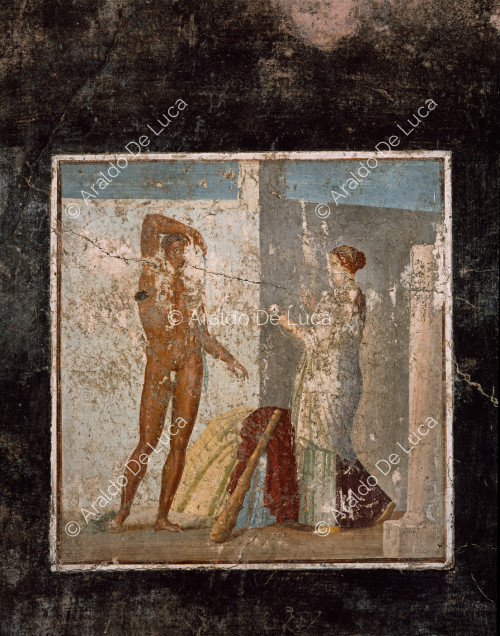 Fresko mit Theseus und Ariadne. Ausschnitt
