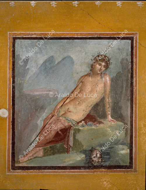 House of Marcus Lucretius Fronton. Cubicle. Fresco with Narcissus. Detail