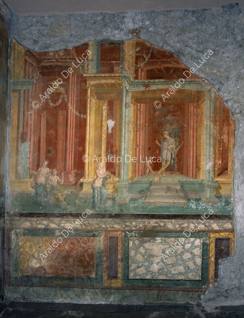 Maison de Pinarius Cerialis. Cubicule. Fresque avec Attis et une nymphe