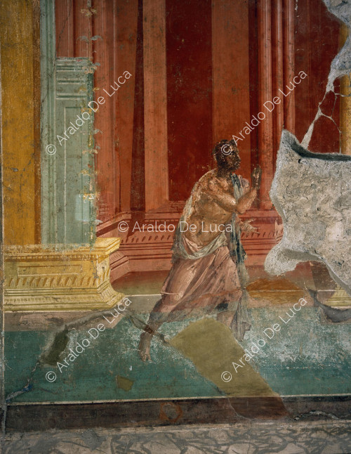 Haus des Pinarius Cerialis. Kabine. Fresko mit männlicher Figur. Ausschnitt