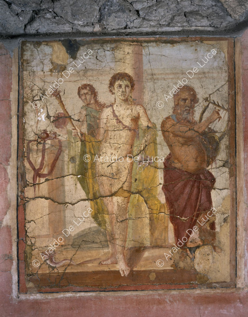 Maison du Centenaire. Triclinium. Fresque avec Hermaphrodite