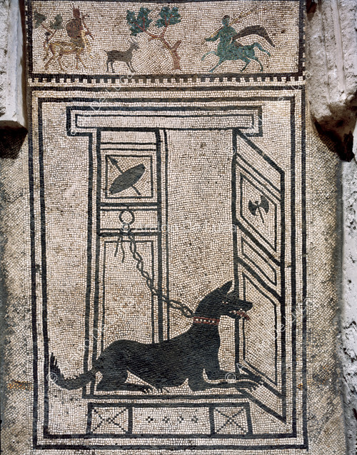 Haus des Cuspio Pansa oder Paquius Proculus. Eingang. Mosaik