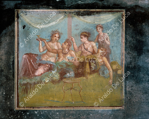 House of the Casti Amanti. Triclinium. Fresco with banquet