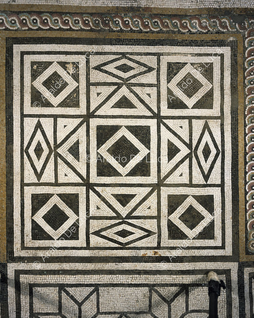 House of the Iliac Sacellum. Hall of the Elephants. Mosaic. Detail