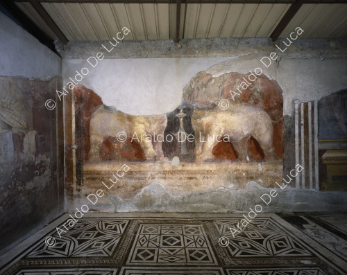Haus des Iliac Sacellum. Saal der Elefanten. Fresko mit Elefanten