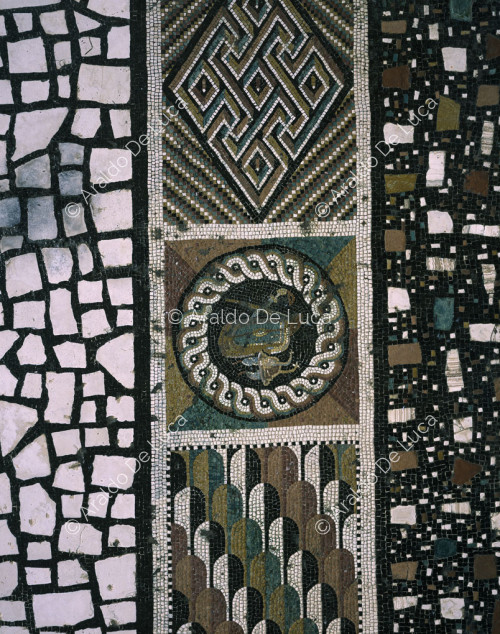 Suelo de mosaico. Detalle con medallón