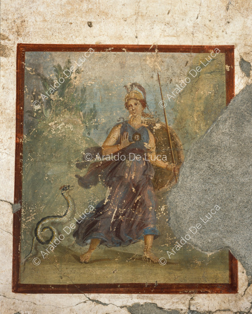 House of Julius Polybius. Cubicle of Mars and Venus. Fresco with Athena