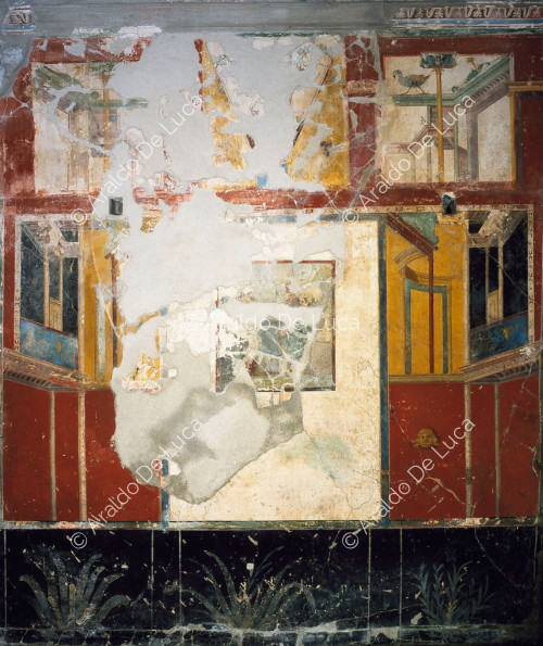 Haus des Julius Polybius. Kubus von Mars und Venus. Fresko im Stil der IV.