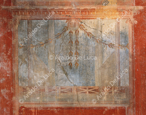 House of Menander. Cubicle. Fresco. Detail with architectural motif