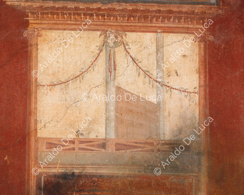 House of Menander. Cubicle. Fresco. Detail with architectural motif