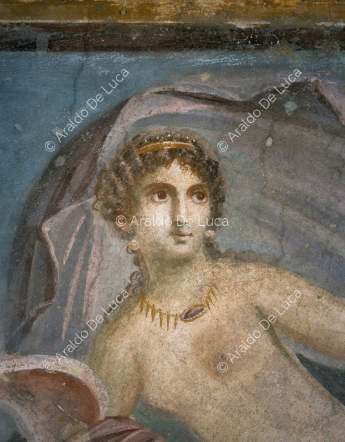 Haus der Venus in der Muschel. Fresko der Venus in einer Muschel. Detail mit Venus