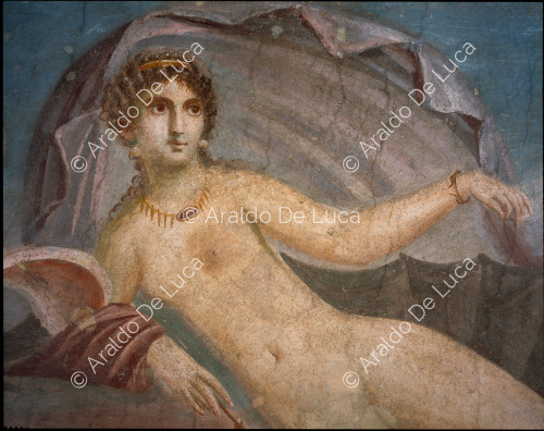 Haus der Venus in der Muschel. Fresko der Venus in einer Muschel. Detail mit Venus