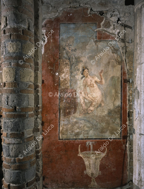 House of Loreius Tiburtinus or Octavius Quartius. Oecus with frescoes in the 4th style. Detail with Diana