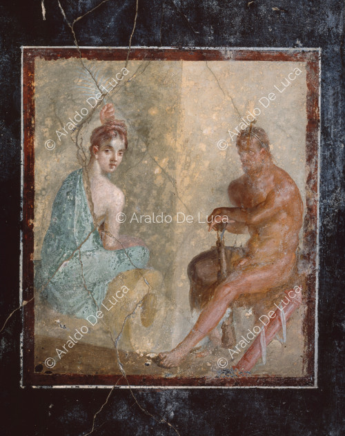 Haus des Fabius Rufus. Kabinett mit Fresken im Stil der IV. Detail mit Herkules und Deianira