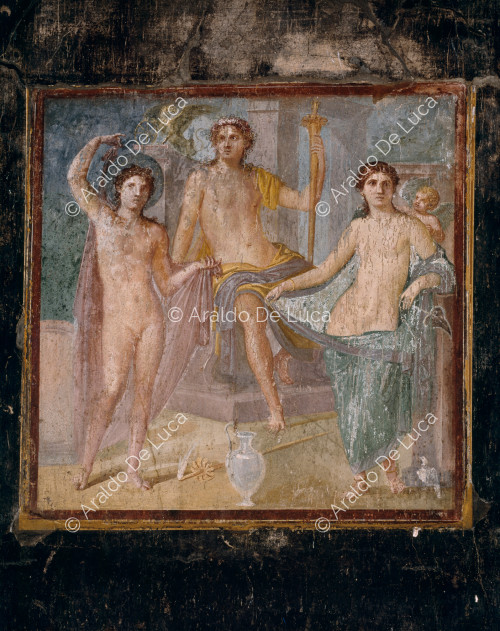 Haus des Fabius Rufus. Kabinett mit Fresken im Stil der IV. Detail mit Narziss